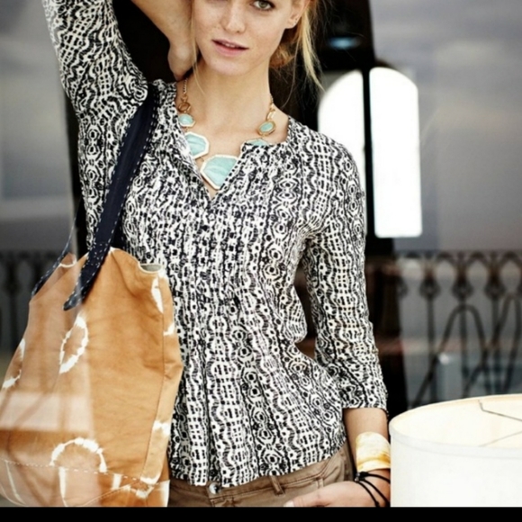 Anthropologie sz 4 boho pleats swing blouse - Picture 2 of 8